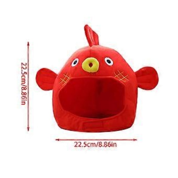 Søt Plys Kuglefisk Hatt Lue Øreklaff Utstoppet Globefisk Vinter Varm Hel Hodeplagg for Kvinner Menn Nyhet Cosplay Kostyme Rød( Rød)