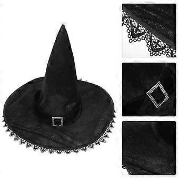 Halloween Maskerad Häxhatt Cosplay Spetshäxhatt Halloween Kostymhatt