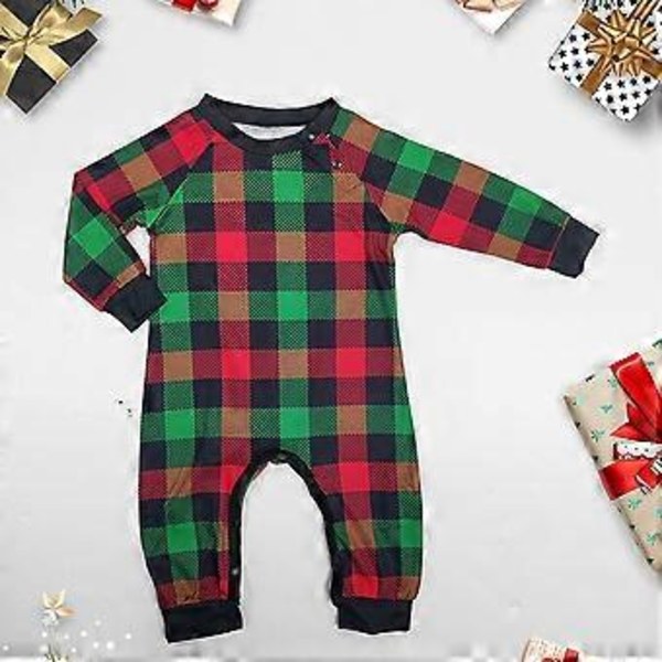 Julpyjamas för familjen - Matchande pyjamas i rutigt mönster för julen - Barn, spädbarn, män och kvinnor - Pyjamasset (12-18 månader spädbarn)