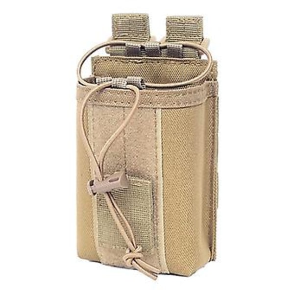 Taktisk Molle Radio Walkie Talkie Hållare Väska Militär Magasinpåse för Utomhusbruk (Khaki)