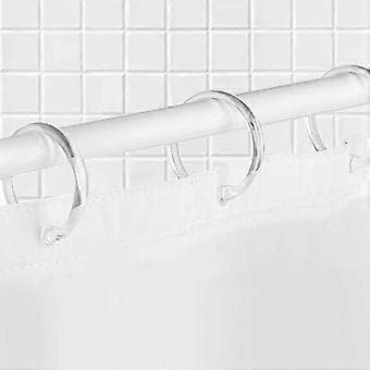 Duschdraperiringar - 12-pack - Plastduschdraperikrokar O-formade ringar glider lätt på duschstången (Klar)