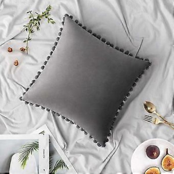 Set om 2, mjuk sammetslen dekorativ kvadratisk kuddfodral, soffa säng stol hemdekoration 30x40cm