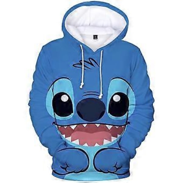 Børne Lilo Stitch Trykte Tegneserie Hættetrøjer Sweatshirt Hættede Toppe Efterårsjakker (8-9 År Blå Stitch)