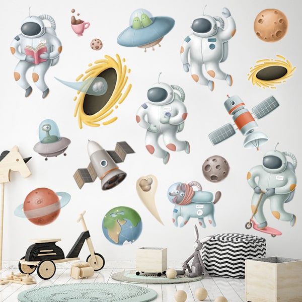 Astronaut veggdekor - Svarte hull rom-klistremerker