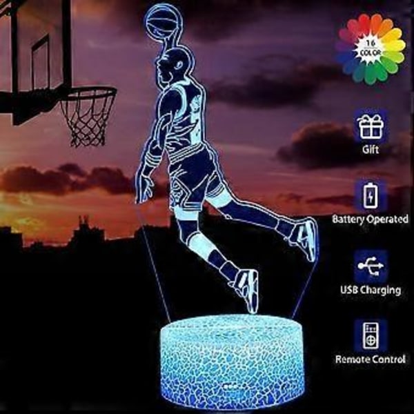 Basketball 3D LED Illusion Lampe Slam Dunk Natlampe til Børn Fjernbetjening & Smart Touch 16 Farver Skiftende Skydning En Kurv Legetøj Gaver