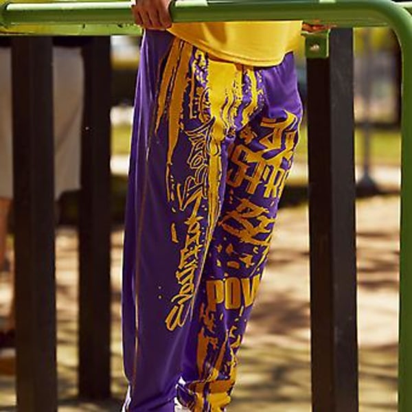 Miesten verkkahousut, joustava vyötärö, printti, löysä, nopeasti kuivuva, rento, bodybuildaus, juoksuhousut (XL Violetti)