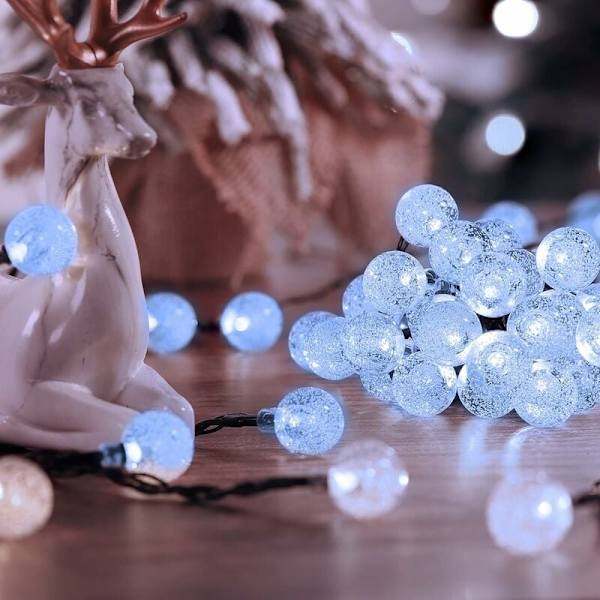 Utomhus Solcellsdrivna Julstjärnsträngar Guinguette Kalla Vita 30Led