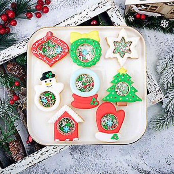 Joulusarjan piparkakkumuotti Keksileikkurit Fondant-kakun koristelutyökalut Muovinen sokerikakkukoriste Leivonnaisten leivontamuotti (joulupallot)
