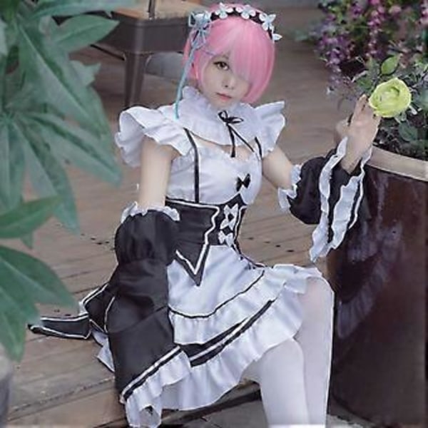 Nytt Anime Cosplay Fransk Forkle Pikerinne Kostyme for Kvinner S-XXXL (39 Svart)