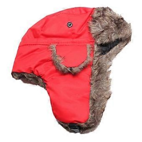 Trooper Hatt Unisex Justerbar Fuskpäls Vattentät Utomhushatt för Vinter Qinhai (Röd)