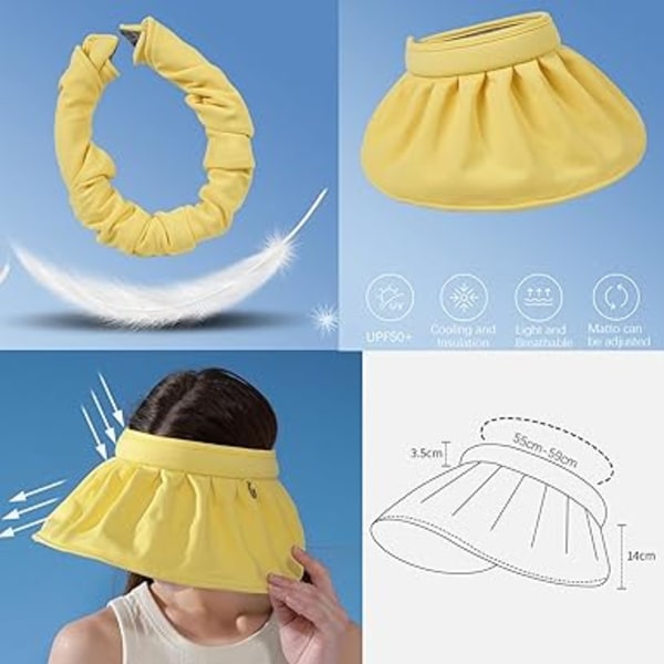 Dame Visir, Anti UV Visir Cap, Foldbar Hat, Bredskygget Strand H