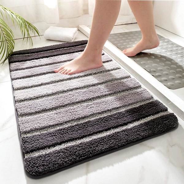 Bademåtte Enkelhed Stribet Stil Absorberende Skridsikker Fluffy Bad