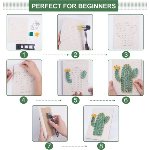 20cmx20cm DIY String Art Kit för nybörjare DIY Cactus Craft Kit för semester Unik present Cactus Nail P