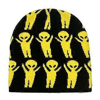 Jacquard Alien Mönster Handgjord Elastisk Mössa Mjuk Vinter Varm Stickad Mössa Kalla Vinter Presenter för Studenter Tonåringar gul svart( )