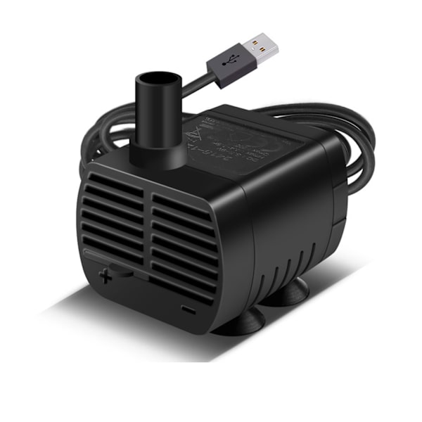 (Musta) Uppovesi Pumppu, Akvaario Pumppu Säädettävä 200L/H 3W Ultra-Hiljainen USB Pumppu Lammelle Kaloille
