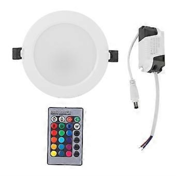 AC85-265V 10W RGB+CW LED Taklampe 16-Fargers Downlight Innfelt Lampe med Fjernkontroll