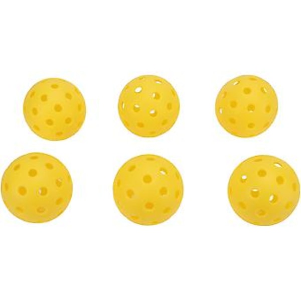 6-pack Plast Pickleball Set med Hål Hål Hål Gul Standard Utomhusträning Picklball med Hål Hål Hål Gul