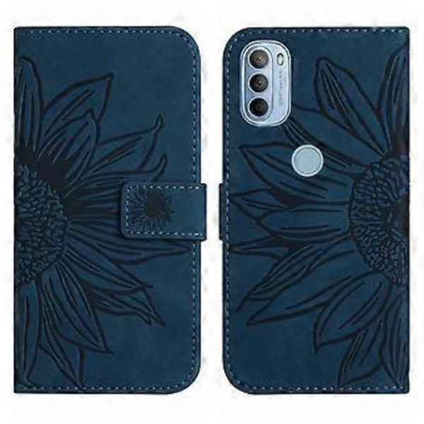 Ihomainen PU-kotelo Motorola Moto G51 5G:lle (Mustansininen)