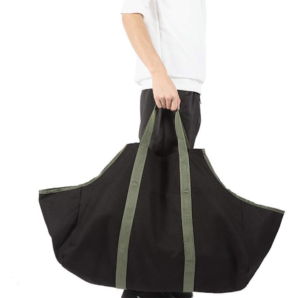 (Sort+grøn) Brændeholder Log, Heavy Duty Robust Canvas Log