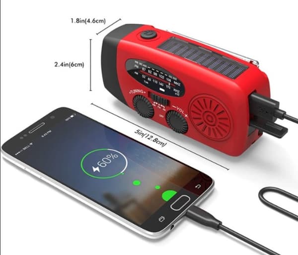 Bärbar solradio väder nödradio 2000mAh handvev