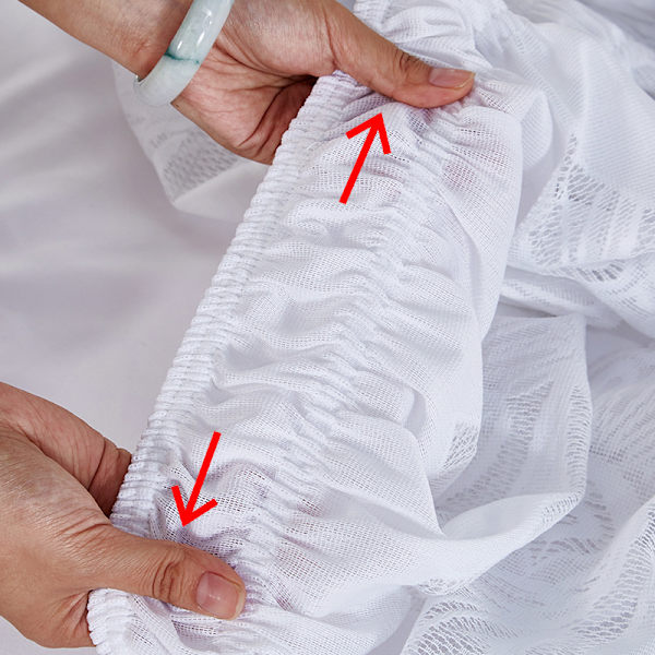 (Queen 150*200+38 cm) Amerikansk elastisk sengekappe, prinsesse stil sengetæppe, ensfarvet sengeelastik