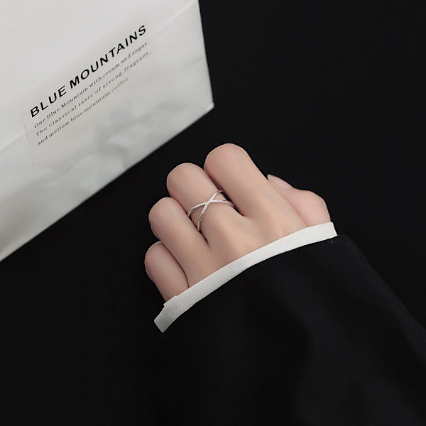 Oregelbunden Silverring för Kvinnor Tunn Bred Justerbar Öppen Ring S
