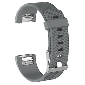 Til Fitbit Charge 2 Almindelig Tekstur Silikon Urrem med Spænde, Størrelse: S(Hvid) S(Grå)