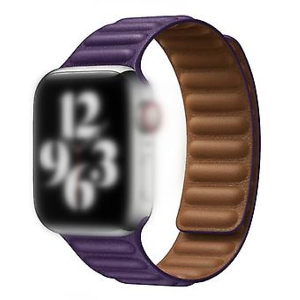 38/40/42/44mm Læder Link Urrem til iWatch Series 7 6 5 4 SE (Lilla)