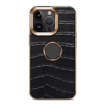 Denior Krokodille-Tekstur PU-Etui For iPhone 14 Plus (Svart)