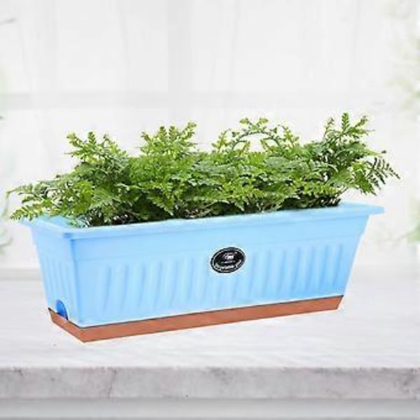 Blomsterkasse Vinduskasse Grønnsaksplanter Rektangel 50x19x16cm Vinduskarmer med Dreneringshull for Hage, Veranda Flerbruks (Blå)