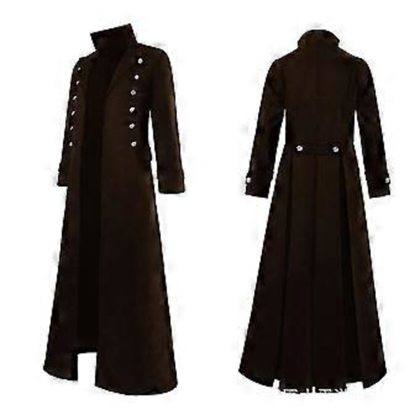 Vintage Miesten Gootti Steampunk Pitkä Takki Trench Coat Retro Keskiaikainen Soturi Ritari Takki Mies Victoria Pitkä Takki V (XXL musta)
