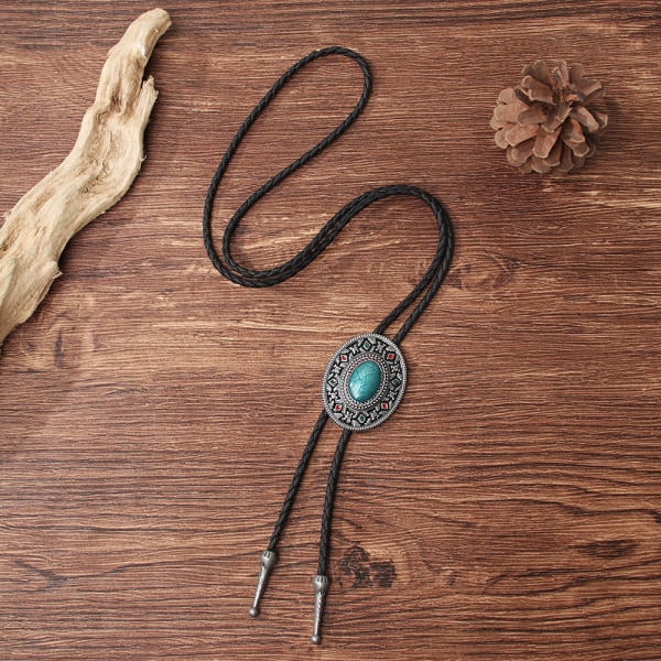 Tie Tie Herr Tiger Eye Western Cowboy Läder Slips Halloween Kostym Tillbehör för Man Pojke Kvinna