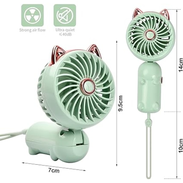 Håndholdt ventilator, Mini USB-ventilatorer, Genopladelig batteri bærbar ventilator wi