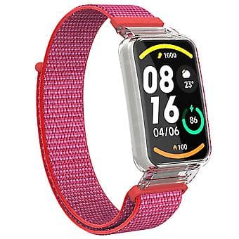 PC-etui + Nylon Loop-rem til Xiaomi Mi Band 7 Pro (Hibiscus Powder)