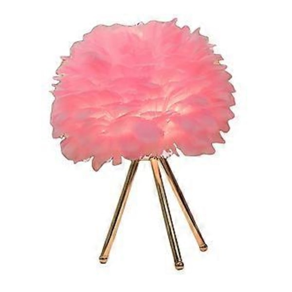 USB Bordslampa, LED Nattlampa Fjäderlampa Skärm Metallhantverk Sänglampa för Dekoration (Rosa)