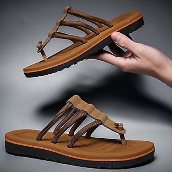 Casual Clip-toe Tofflor för Män Bekväma Halkfria Utomhusskor för Vandring (42 Brun)