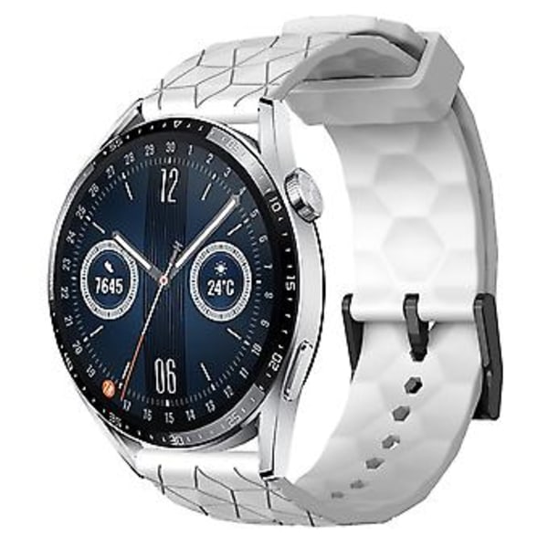 Fodboldmønster Urrem Til Huawei Watch GT3 46mm Til Huawei Watch GT3 46mm (Hvid)