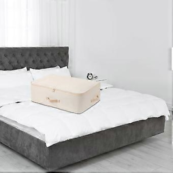 Opbevaringspose under seng, vandtætte tøjposer til tøjopbevaring (Forlænget Beige)