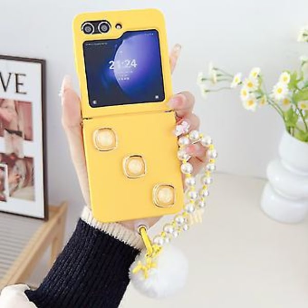 Firkant Væske Silikon Cover Til Samsung Galaxy Z Flip5 (Gul)