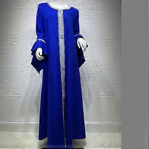 Naisten kaftaani mekko, täyspitkä islamilainen mekko, rukousmekko, röyhelöhihainen kaftaani mekko, violetti XXL (XXL violetti)