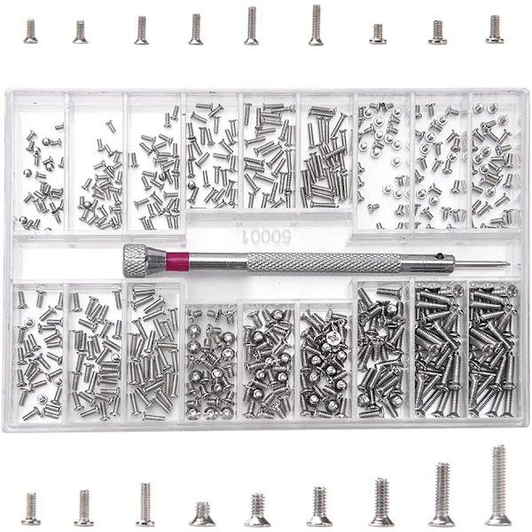 (M)500 stk. Mikro Tiny Reparationsskruer Kit, M1.2 M1.4 M2 Rustfrit
