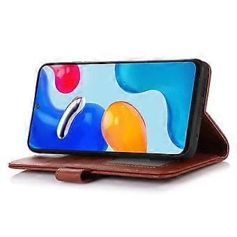 För Samsung Galaxy S23 FE Stativ Telefonfodral PU Läder Kohud Textur Telefon Plånboksfodral (Stil D)
