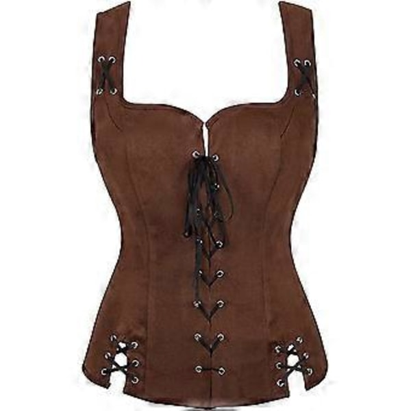 Dam Pirat Punk Väst Korsett Cosplay Väst (M Brun)