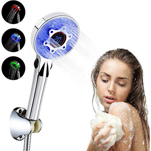LED Brushoved 3 Farver Brushoved med Temperaturvisning Bat