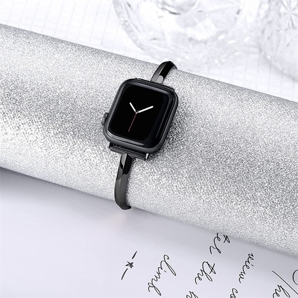 Sort 38/40/41mm, rustfrit stålarmbånd kompatibelt med Apple Watch