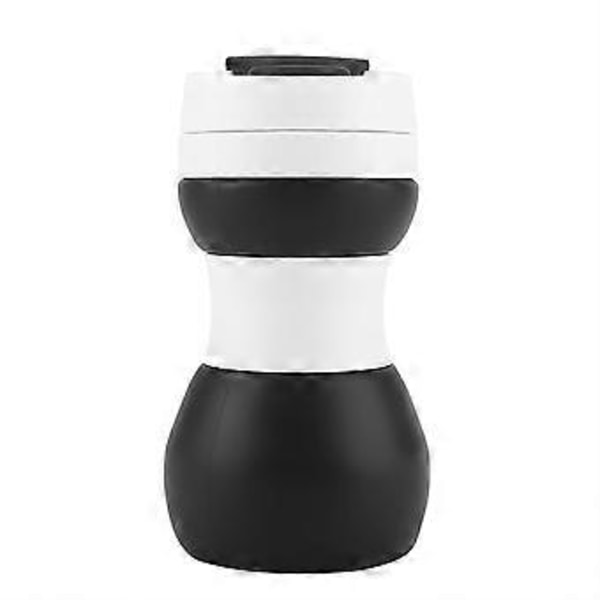 Silikon Hopfällbar Drickmugg Kaffe Läcksäker Lock Rese Vatten Te Utomhusmuggar (Svart)