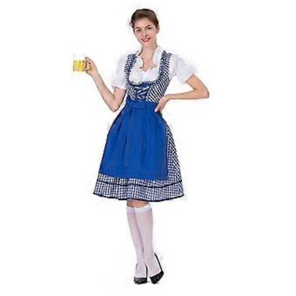 S-3XL Naisten Oktoberfest drindle-mekko-ES Puku-ES Vaaleansininen (L Sininen)