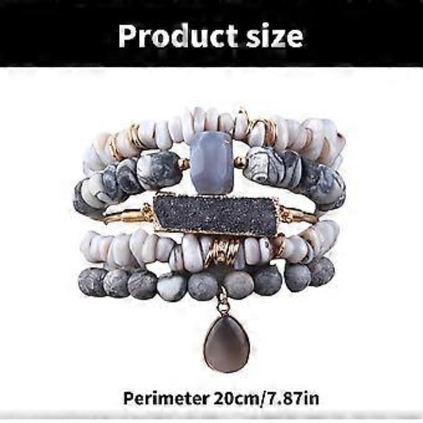Justerbart Perlearmbånd Naturstensarmbånd Charme Armbånd Unisex Armbånd Stenstruktur Egnet til Mænd og Kvinder (10)