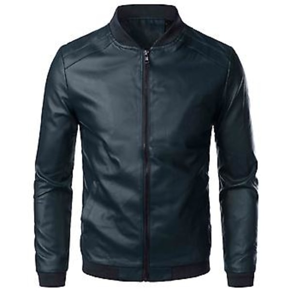 Fianao Herrkappa Slim Ståuppkrage Slätt Konstläder Vårförkläde för Dagligt Bruk (3XL Blå)