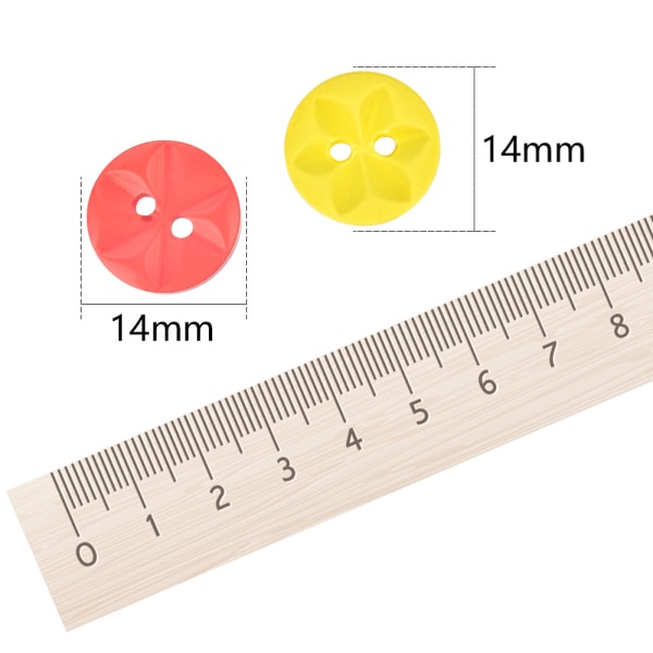 (14 mm, 5 farver) 100 stk. farverige knapper Kunsthåndværk Runde knapper til børn, 2 huller Baby harpiksknap